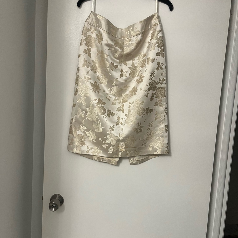 Banana Republic Cream Mini Slip Skirt with Slit